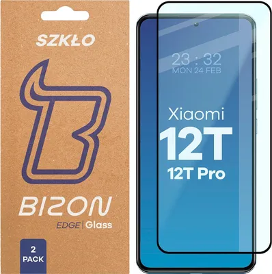 Produktbild von 2x Gehärtetes Glas für Xiaomi 12T / 12T Pro, Bizon Glass Edge Duo, Schwarzer Rahmen