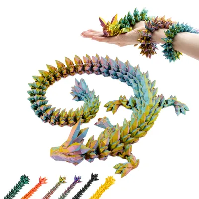 Image de Dragon 3D 60 cm – grande figurine dragon articulée pour enfants, collectionneurs & fans – Rouge-jaune-vert