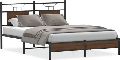 Produktbild von vidaXL Bettgestell ohne Matratze Braun Eiche 140x200 cm Holzwerkstoff