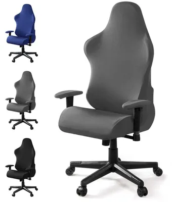Produktbild von Gaming-Stuhlbezug Grau Dehnbar Waschbar Polyester/Elasthan für Computerstuhl