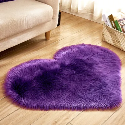 Produktbild von Koberec s vysokým vlasem Heart Koberec s vysokým vlasem Koberec s dlouhým vlasem Kusový koberec do obývacího pokoje Ložnice, fialový, 70x90cm