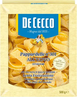 Immagine prodotto di De Cecco Pappardelle N°101 all'uovo: pasta all'uovo tradizionale