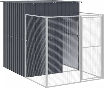 Obrázok produktu pre vidaXL Domček pre psa s výbehom antracit 165x251x181cm pozinkovaná oceľ