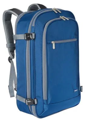 Produktbild von Amazon Basics 44L Reiserucksack, Handgepäck-Kabinentasche (35cm W x 24.1cm D x 54.6cm), Gepolsterte Träger, 44cm Laptop-Fach, Organisierte Taschen - Marineblau