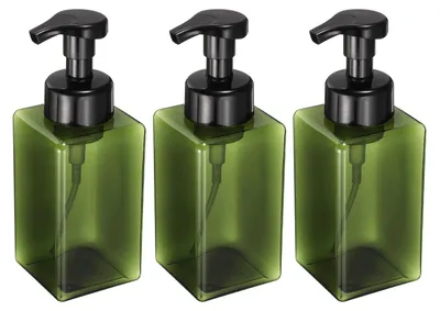 Image de Omgoods - Coffret de 3 flacons distributeurs en mousse, capacité de 450 ml, couleur vert clair