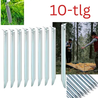 Produktbild von FAMEX Zeltheringe Erdnägel aus Stahl, 10 Stück, Robuste Bodenanker für Zelte, Pavillons, Sonnensegel, Camping & Outdoor