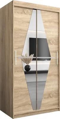 Produktbild von Kleiderschrank, Schiebetürenschrank Schlafzimmer, Schrank mit Spiegel BOLIWIA 100 cm