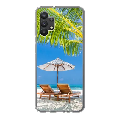 Produktbild von MuchoWow® Handyhülle Schutzhülle Hülle für Samsung Galaxy A32 5G Palme - Strandkorb - Sonnenschirm Silikon Softcase Handy Hülle - Softcase