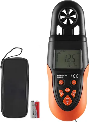 Immagine prodotto di SucceBuy Anemometro portatile Bluetooth, misuratore digitale della velocità del vento 14℉-140℉ con retroilluminazione a LED, misura la velocità del vento, la temperatura, il flusso d'aria e il wind chill per surf, droni, HVAC