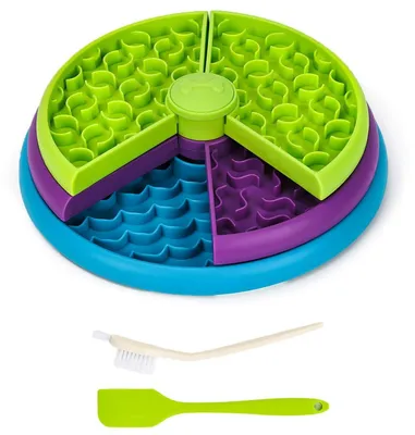Image de Distributeur de nourriture lent pour chiens et tapis anti-glouton, 3 couches, interactif, 26,5 x 26,5 cm