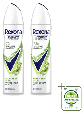 Immagine prodotto di 2 deodoranti spray Rexona, profumo di aloe vera, 150 ml, confezione grande, 2 pezzi
