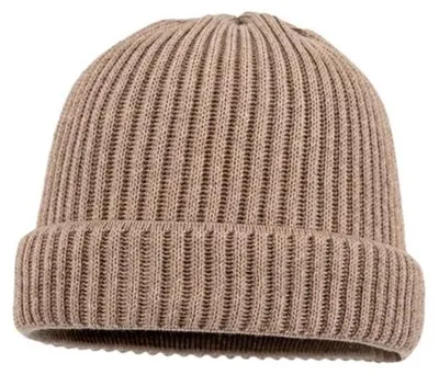 Balke XXL Rippen Strickmütze mit Umschlag 100% Merinowolle in beige