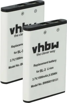 Produktbild von vhbw 2x Akku kompatibel mit Weierwei UV3R Funkgerät, Walkie Talkie (1500 mAh, 3,7 V, Li-Ion)
