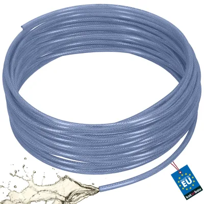 Obrázek produktu pro KOTARBAU® PVC hadice, průměr 8 mm / 2,5 mm, hadice pro stlačený vzduch, 50 m, vodní hadice, PVC hadice s textilním výpletem, hadice pro kompresory, hadice pro chemikálie, průhledná, modrá