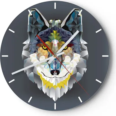 Produktbild von Wanduhr - Rund - Glasuhr - Tier Abstraktion - 40x40cm - Schleichendes Uhrwerk - Lautlos - zum Aufhängen bereit - Dekoration Modern - Wanddekoration aus Glas - C3AR40x40-3633
