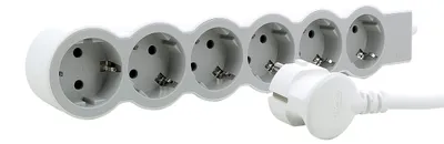 Image de Legrand multiprise plat 6x prise, 3 mètres de câble blanc-gris 694565