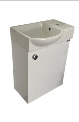 Produktbild von Gäste WC Badmöbel Waschtisch Set 45cm für Kleine Bäder Litos Hahnloch Rechts