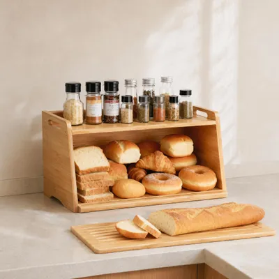 Bambus Brotkasten mit Schneidebrett, 40,3x27x20,5 cm
