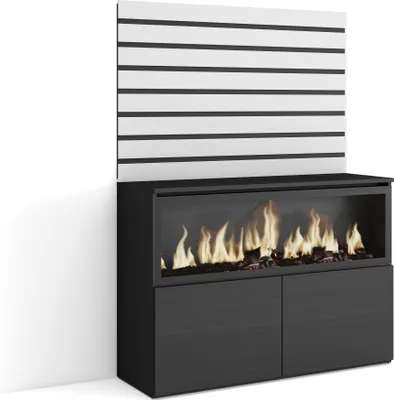 Produktbild von Sideboard, Kommode, 107x35x145 cm, Für Schlafzimmer, Zimmer, Elektrokamin XXL, Weiß