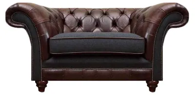 Immagine prodotto di Poltrona Chesterfield marrone-grigia soggiorno monoposto mobili moderni di pregio