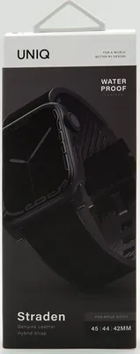 Produktbild von UNIQ Straden Armband für Apple Watch 42/44/44/49 mm Schwarz UNIQ-45MM-STRABLK