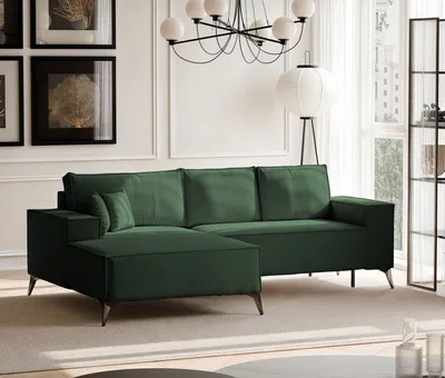 Produktbild von IDOHOME-Polsterecksofa OTIS mit Schlaffunktion und Bettkasten 294 cm Grüne Linksseitige Polsterecke Wohnlandschaft Sofa 144x244 cm Monolith 37