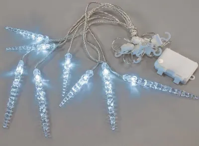 Produktbild von Lichtervorhang Eiszapfen 8er kaltweiß Batterie 6h-Timer XA11136