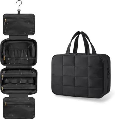 Produktbild von Hängende Kosmetiktasche, Faltbar, Groß, Schwarz, mit Haken, für Damen und Herren