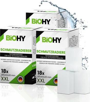 Produktbild von BiOHY Schmutzradierer - Zauberschwämme für Schuhe, Küche, Bad & mehr – 3 x 18 Stück