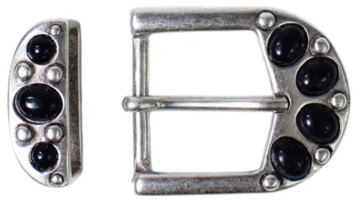Produktbild von FRONHOFER zweiteilige Gürtelschnalle, schwarze Steine, silber, Damen, 3 cm