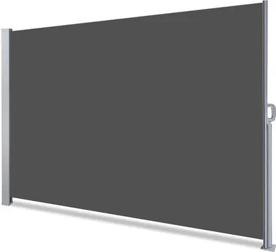 Image de Store de balcon rétractable - rideau de protection, pare-vent, imperméable, protection solaire - 140 x 300 cm, gris