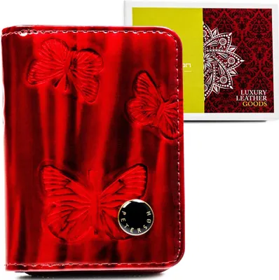 Produktbild von Peterson | Elegantes Portemonnaie, aus Naturleder, mit Reißverschluss und Schnappverschluss, für Damen, Rot, 7.5x10 cm