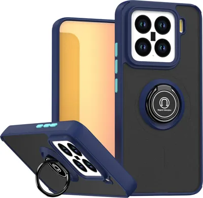 Produktbild von Hülle für Xiaomi 15 Matte Transluzent TPU Stoßfest Schutzhülle mit Ring Halter Ständer Blau