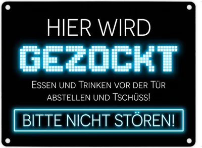 Produktbild von Hier wird gezockt Metallschild in 15x20 cm für Gamer in blau