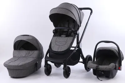 Produktbild von Kinderwagen-Set | Kinderkarre | Babyschale | Klappbar | Feststellbremse | Grau