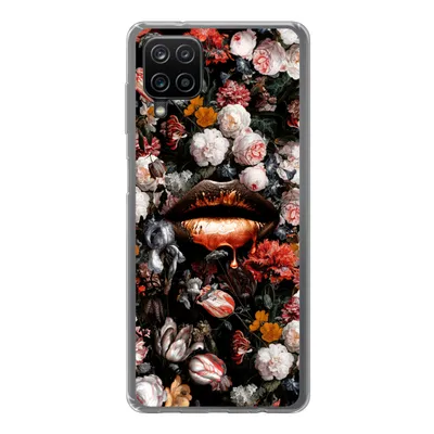 Produktbild von MuchoWow® Handyhülle Schutzhülle Hülle für Samsung Galaxy A12 Lippen - Blumen - Farbe - Orange - Kunst - Abstrakt - Alte Meister Silikon Softcase Handy Hülle - Bild