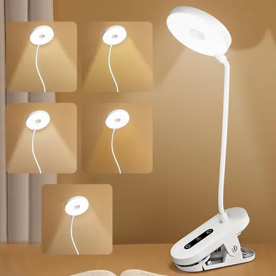 Image de Lampe de bureau Klemlamp : mini lampe de bureau rechargeable avec bras flexible
