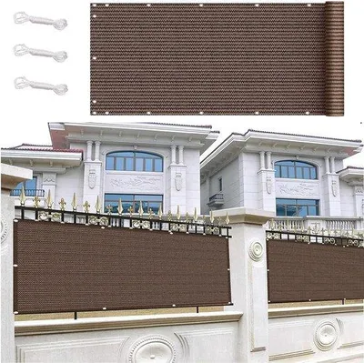 Image de Rideau de protection pour terrasse de toit à double coulisse - 140 x 500 cm - Marron café