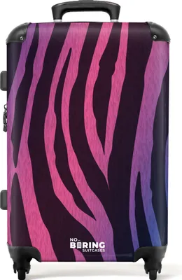 Produktbild von NoBoringSuitcases.com® Großer Koffer - Zebramuster mit rosa und lila - Kombinationsschloss TSA - Hartschalen Trolley 4 Rollen - 72 liter - Reisekoffer - 66 cmKoffer Mittelgroß 67x43x25 cm, 72L,