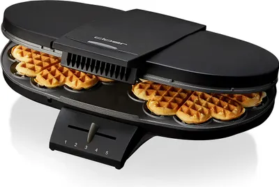Produktbild von Cloer 1320 Doppelwaffeleisen für zwei klassische Waffeln, 1200 W, Waffelgröße 15,5 cm, optische Fertigmeldung, Edelstahl, schwarz