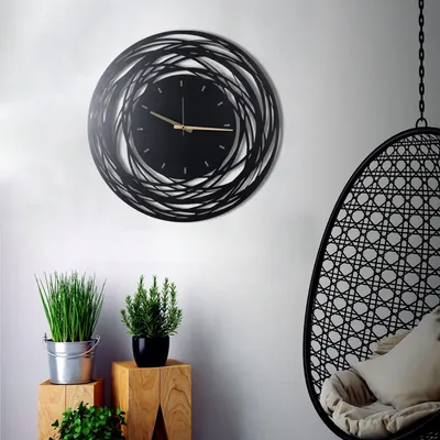 Obrázok produktu pre Opviq, WATCH-042, Nástenné hodiny, čierne, kov, 50 x 50 cm