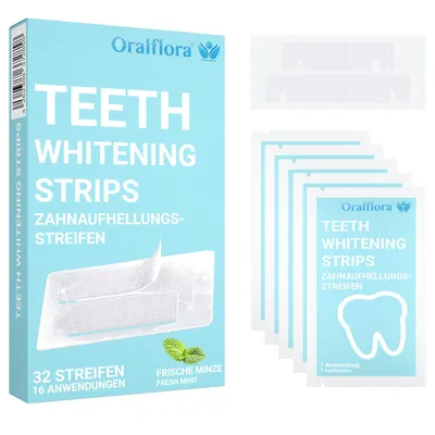 Produktbild von Oralflora 32x Zahnaufhellung Bleaching – Whitening Strips, Zahnaufhellungsstreifen für weißere Zähne