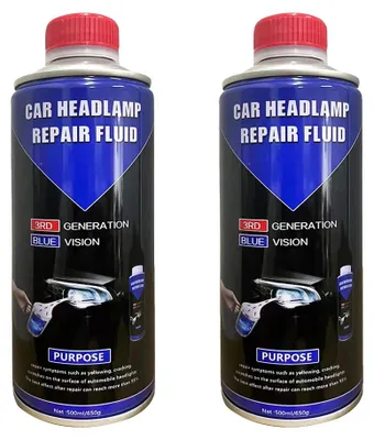 Image de Produit de polissage pour la restauration des phares, facile à utiliser, brillance durable, 2 flacons de 500 ml de liquide de réparation