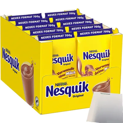 Produktbild von Nestle Nesquik Kakaopulver Originalbeutel VPE (10X700g Packung) + usy Block
