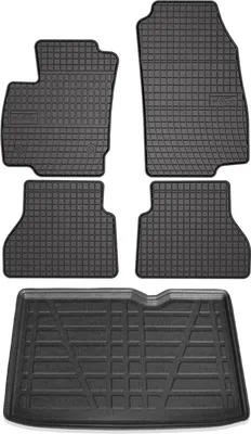 Zdjęcie produktu dla Zestaw dywaników podłogowych i wykładziny bagażnika do Ford B-Max 2012-2024 gumowe TPE czarne 5x