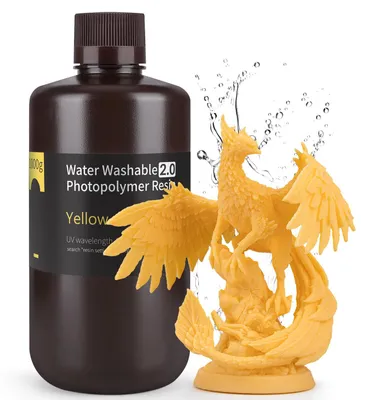 Produktbild von ELEGOO Upgraded 405nm Wasser Waschbares Resin 2.0, Gelb 1000g – Gelb 2.0