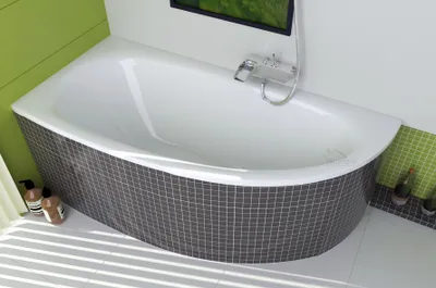 Produktbild von ECOLAM Badewanne Wanne Eckbadewanne Milena Design Acryl weiß 150x70 cm LINKS + universeller Wannenträger