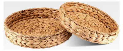 Produktbild von Rundes Tablett aus geflochtenem Seegras - Wasserhyazinthe - Set mit 32cm und 28cm Durchmesser