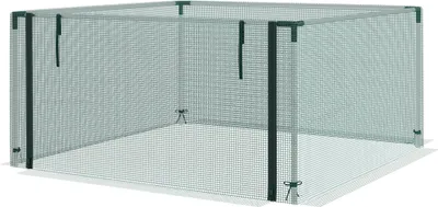Produktbild von Pflanzenschutznetz, Gemüseschutz, Reißverschlusstür, Stahlrahmen, 125x125x62,5 cm, Grün/Silber
