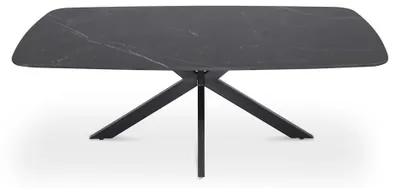 Immagine prodotto di Table bassa ARVENA – Tavolino rettangolare 130x70 cm – Pietra nera & metallo – Design elegante e contemporaneo